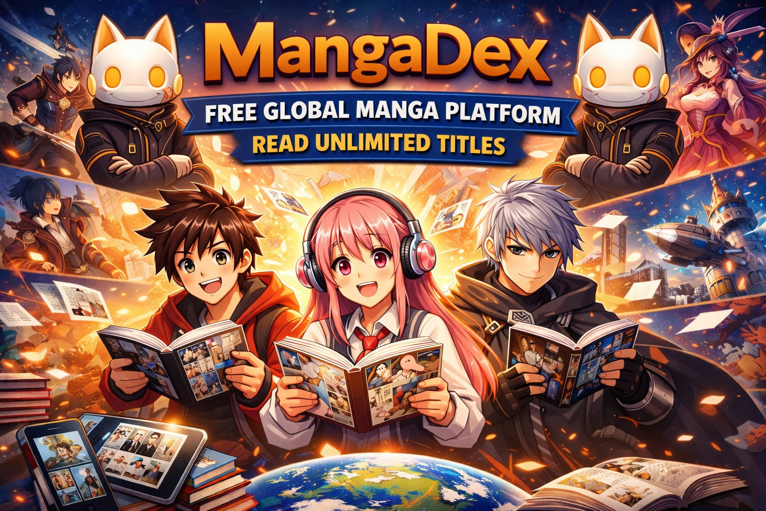 MangaDex homepage and reader interface
